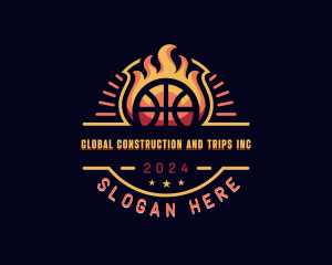 Flaming Basketball Sports Logo