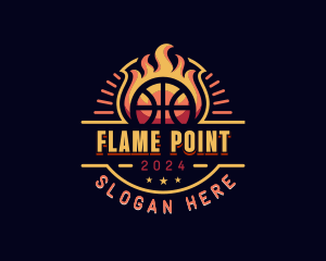 Flaming Basketball Sports logo design