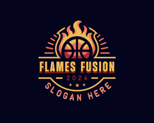 Flaming Basketball Sports logo design