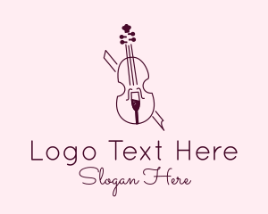 Musical - Violin Wine Glass logo design