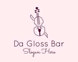 Violin Wine Glass logo design