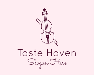 Violin Wine Glass logo design