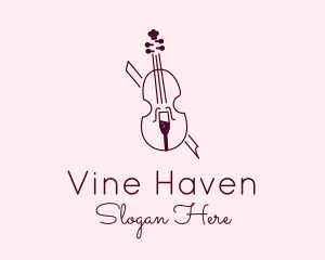 Violin Wine Glass logo design