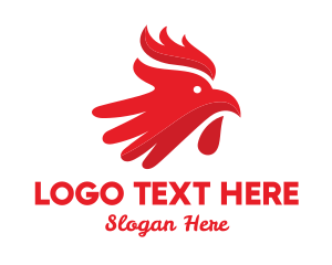 Red Chicken - Red Rooster Hand logo design