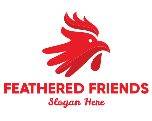 Poultry - Red Rooster Hand logo design
