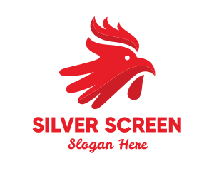 Red - Red Rooster Hand logo design