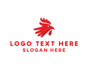 Animal - Red Rooster Hand logo design