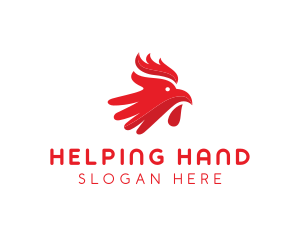 Hand - Red Rooster Hand logo design