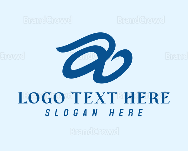 Blue Handwritten Letter A Logo