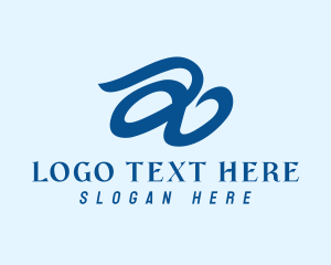 Tutorial Center - Blue Handwritten Letter A logo design