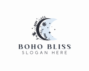 Floral Bohemian Moon logo design