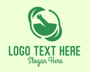 Mortar And Pestle - Green Herbal Medicine logo design