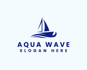 Sailboat Sea Wave logo design