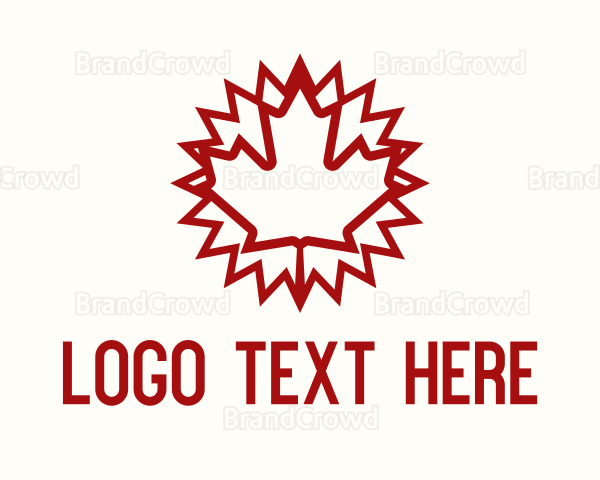 Red Canadian Leaf Monoline Logo