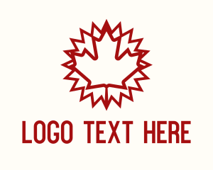Monoline - Red Canadian Leaf Monoline logo design