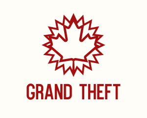 Canada - Red Canadian Leaf Monoline logo design