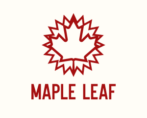 Red Canadian Leaf Monoline logo design