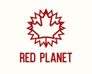 Red Canadian Leaf Monoline logo design