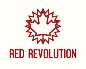 Red Canadian Leaf Monoline logo design