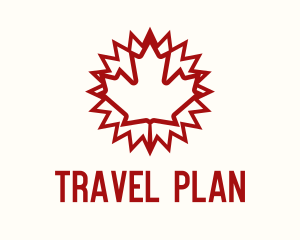 Itinerary - Red Canadian Leaf Monoline logo design