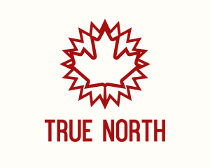 Red Canadian Leaf Monoline logo design