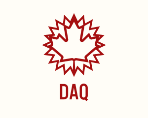 City - Red Canadian Leaf Monoline logo design