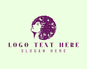 Hairstyling - Curly Floral Hair logo design