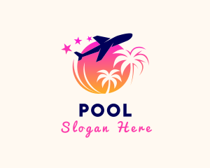 Palm Tree - Airplane Resort Tour logo design