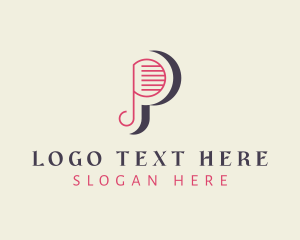 Recording - Pianist Musician Letter P logo design