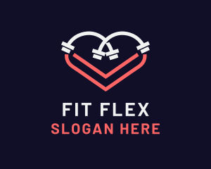 Dumbbell - Heart Dumbbell Workout logo design