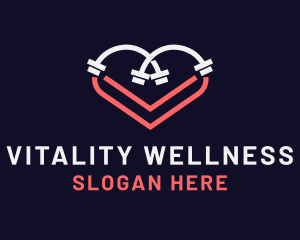 Healthy Lifestyle - Heart Dumbbell Workout logo design