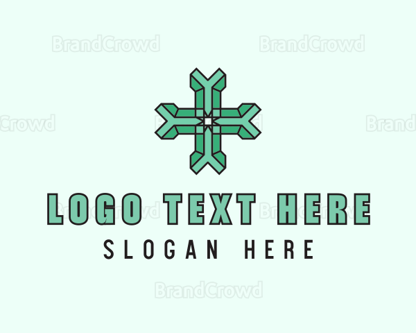 Green 3d Cross Logo