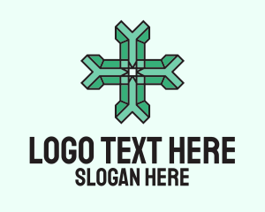 Sacred - Green 3d Cross logo design