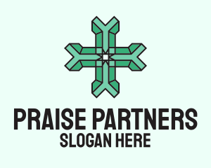 Praise - Green 3d Cross logo design