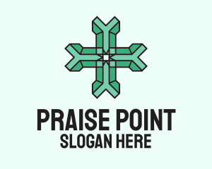 Praise - Green 3d Cross logo design