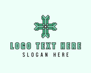 Wedding - Green 3d Cross logo design