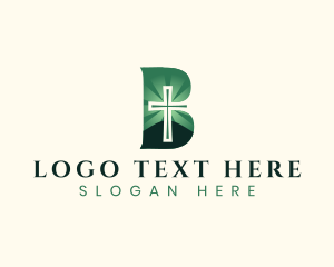 Parish - Spiritual Religious Cross Letter B logo design