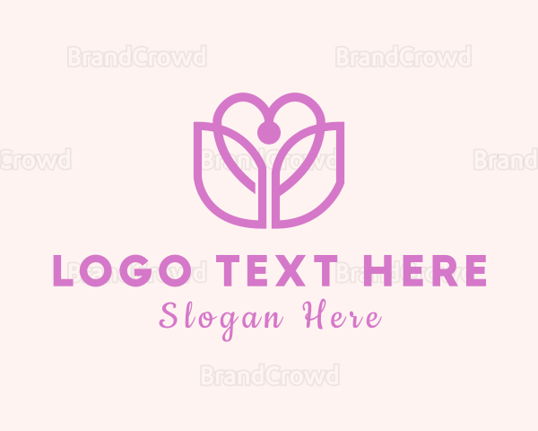 Heart Tulip Flower Logo