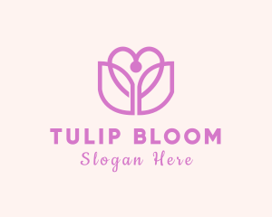 Tulip - Heart Tulip Flower logo design