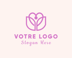 Tulip - Heart Tulip Flower logo design