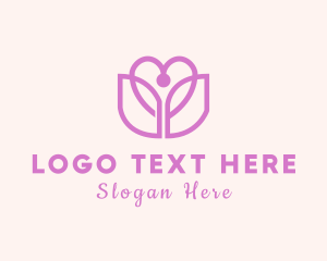 Heart Tulip Flower Logo