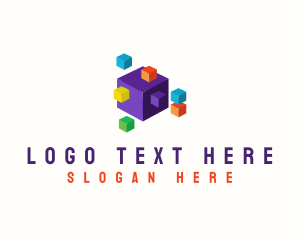 Technology - Cube Pixel Block logo design