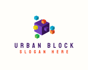 Block - Cube Pixel Block logo design
