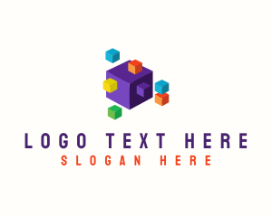 Crate - Cube Pixel Block logo design