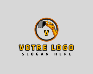 Construction Excavator Backhoe logo design