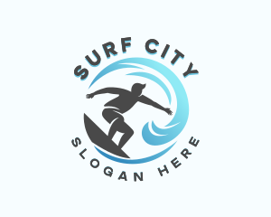 Surfing Wave Beachwear logo design