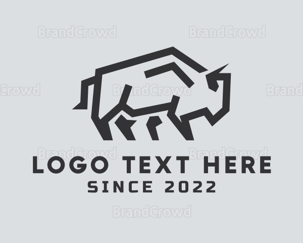 Wild Bison Animal Logo