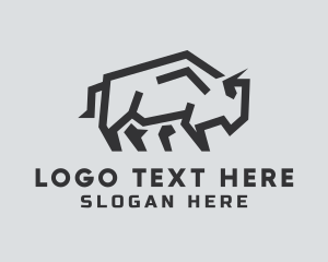 Wild Bison Animal Logo