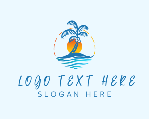 Palm Tree - Coconut Tree Beach logo design