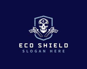 Skull Pistol Shield logo design